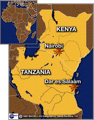 Map of Kenya and Tazania